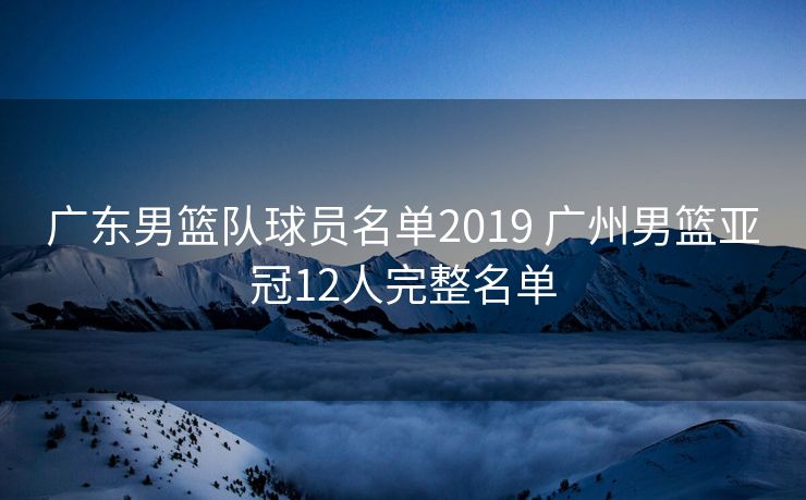 广东男篮队球员名单2019 广州男篮亚冠12人完整名单